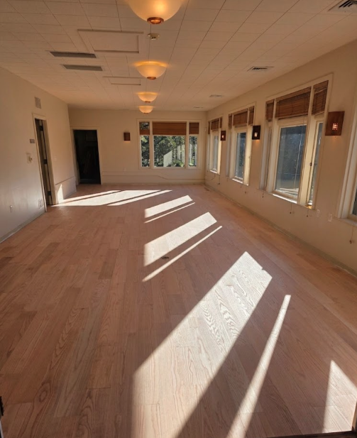 Hardwood floor in large hall