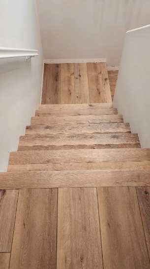 Staircase with luxury vinyl plank