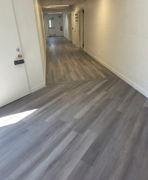 Commercial hallway gray LVP