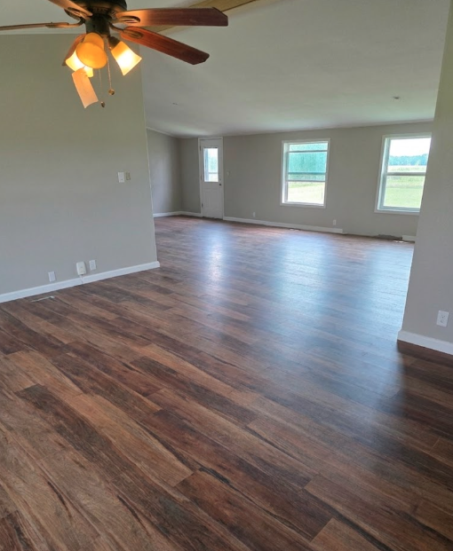 Open living room luxury vinyl plank